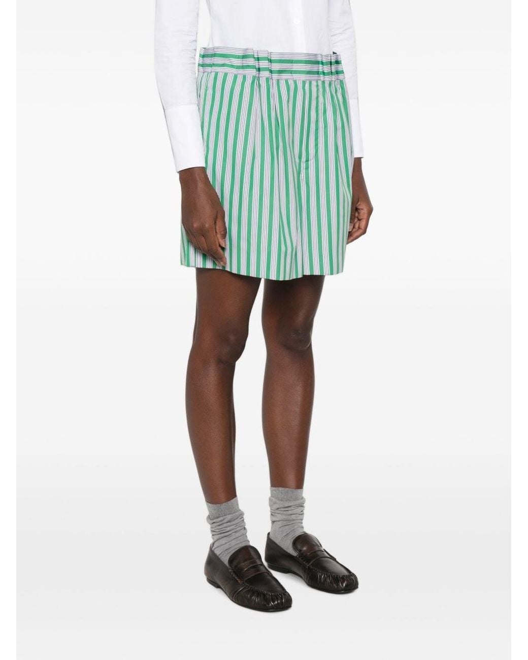 Loewe Green Striped Cotton Shorts