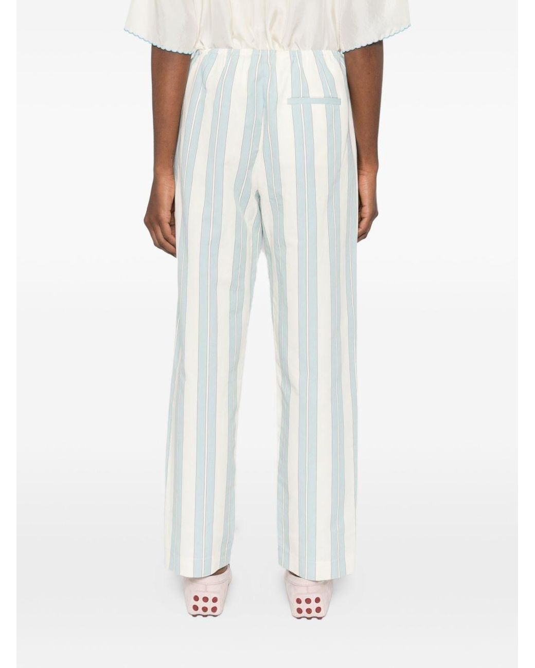 Forte_forte White Striped Drawstring Trousers