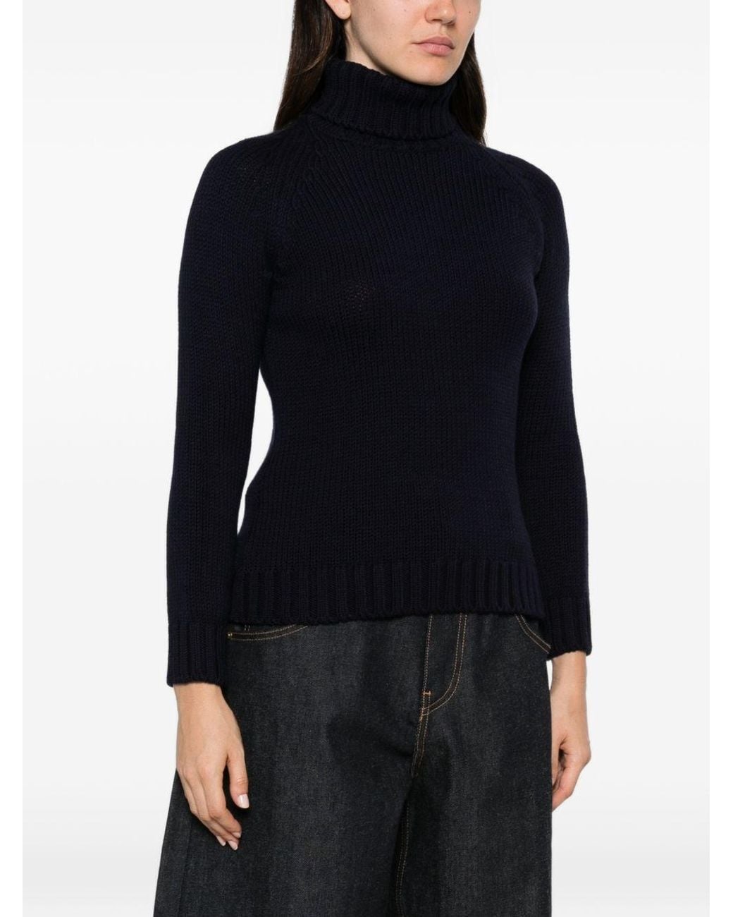 Base London Blue Wool Turtle-Neck Sweater
