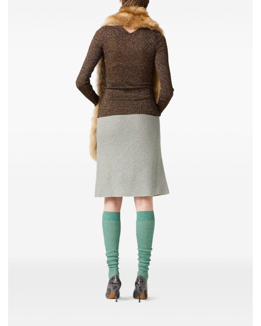 Miu Miu Brown Lurex Crewneck Sweater