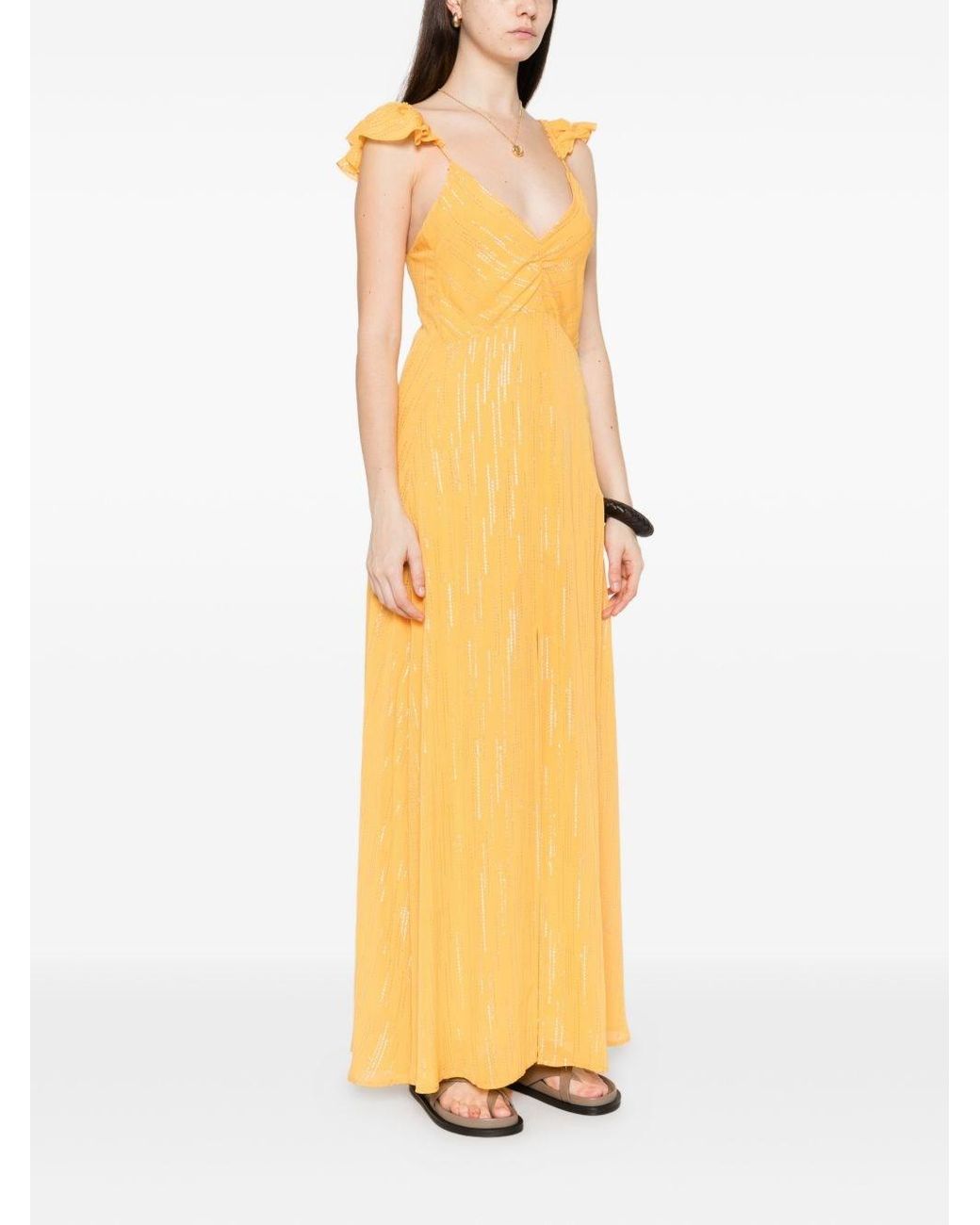 Forte_forte Metallic V-Necked Long Dress