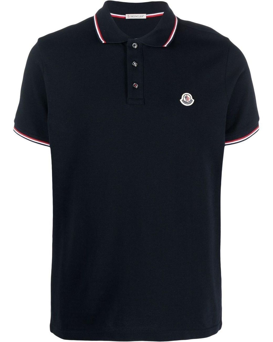 Moncler Blue Logo Cotton Polo Shirt for men