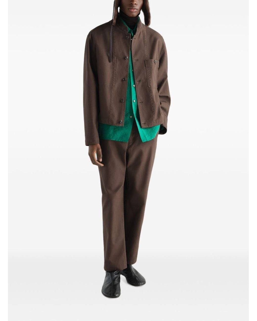 Lemaire Brown Suede Leather Jacket for men