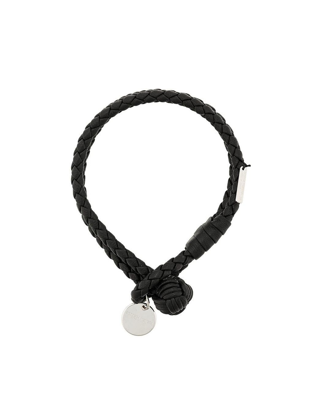 Buy Bottega Veneta Black Intrecciato Leather Bracelet for MEN in