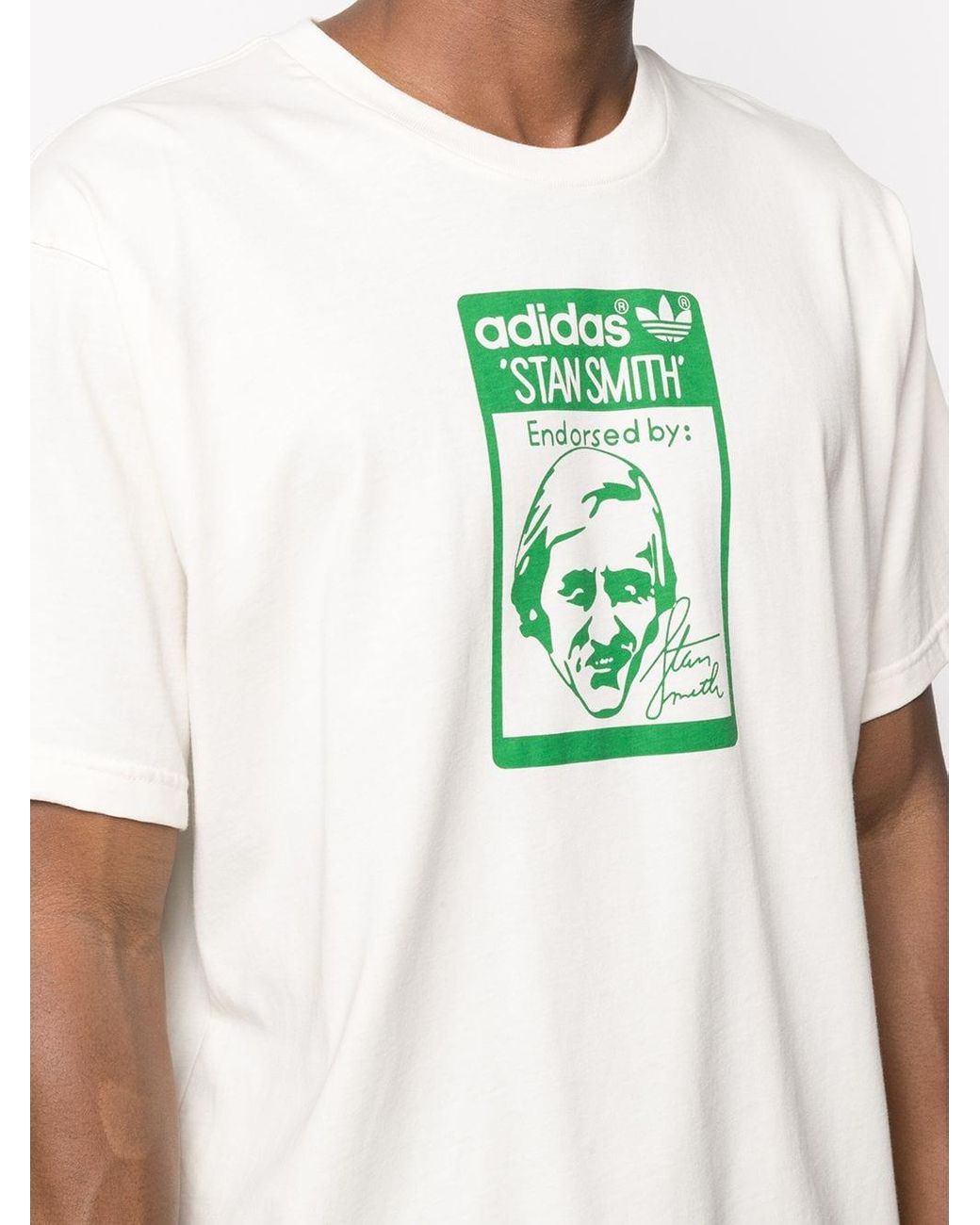 adidas Stan Smith-print Organic Cotton T-shirt in White (Green) for Men |  Lyst