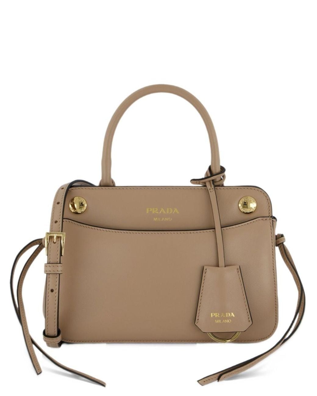 Prada Natural Carry Mini Leather Handbag