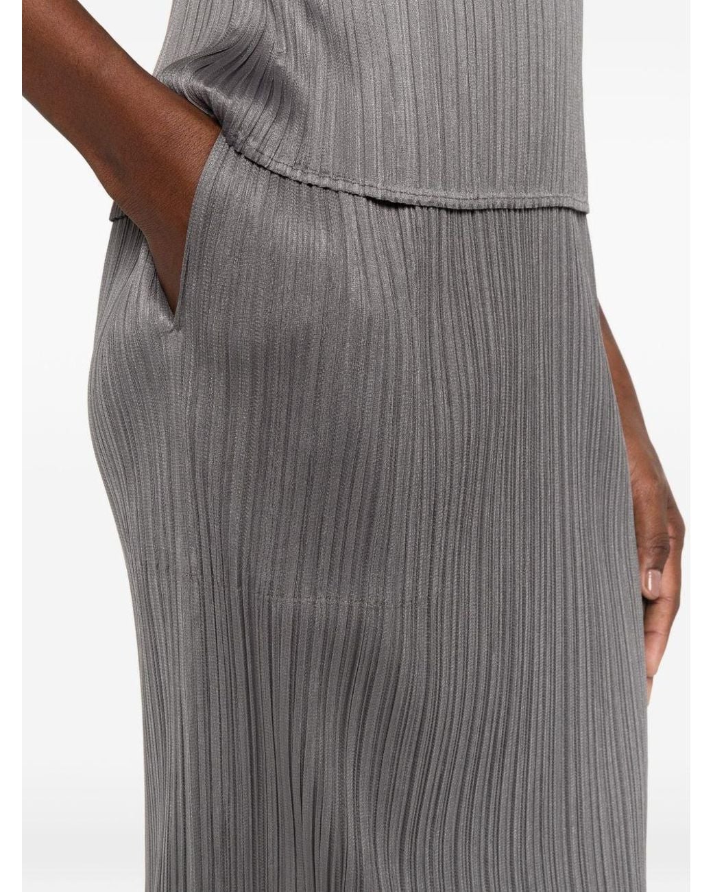 Pleats Please Issey Miyake Gray Pleated Long Skirt
