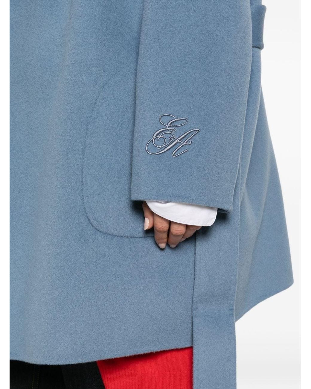 Emporio Armani Blue Wool And Cashmere Coat