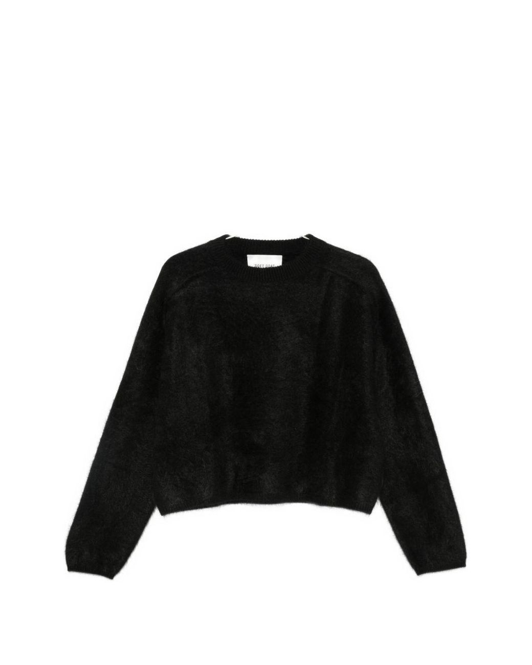 Soft Goat Black Wool Crewneck Jumper