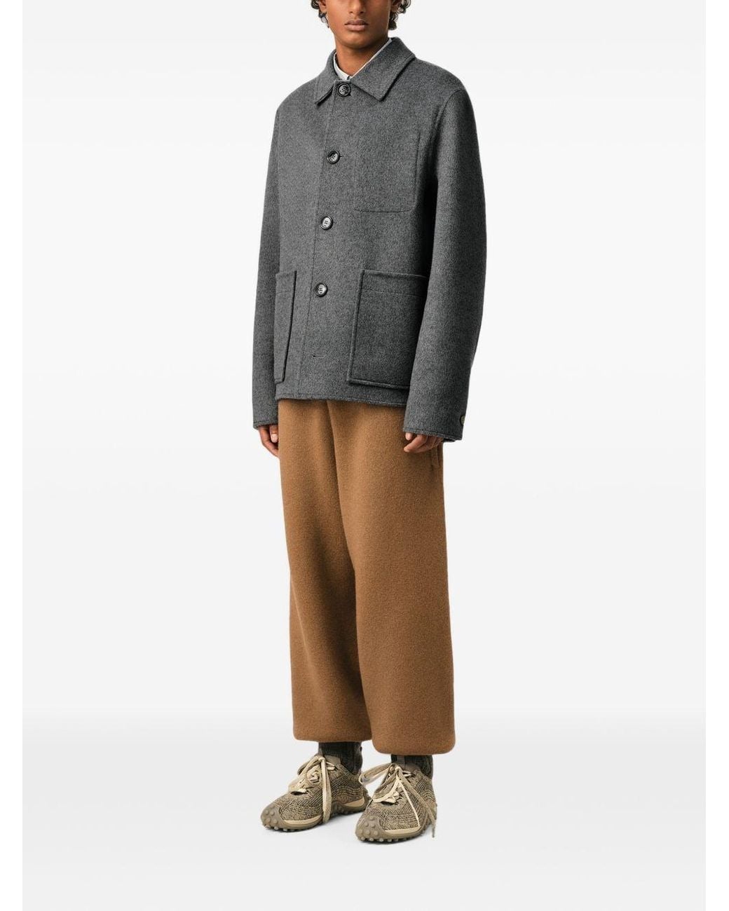 AMI Gray Wool Overshirt for men