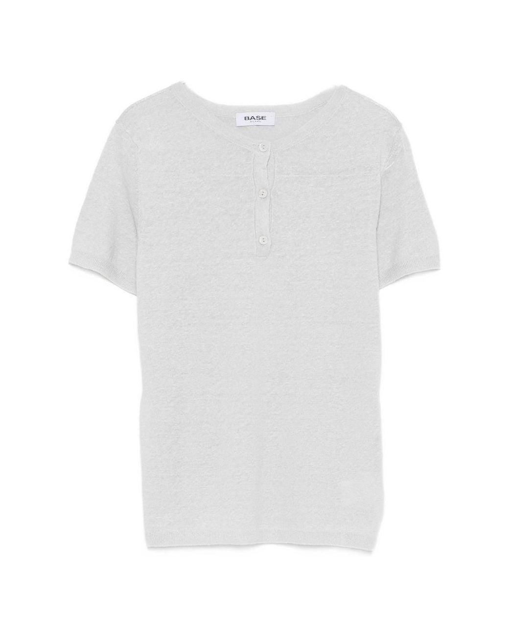 Base London White Linen And Cotton Blend T-Shirt