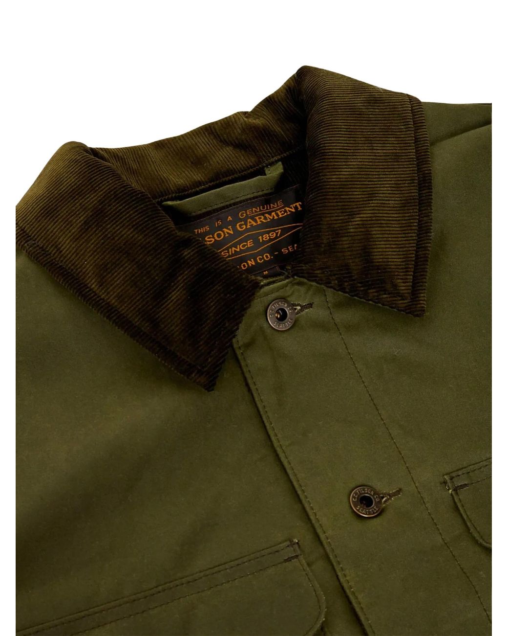 Filson Green Cotton Jacket With Pockets for men
