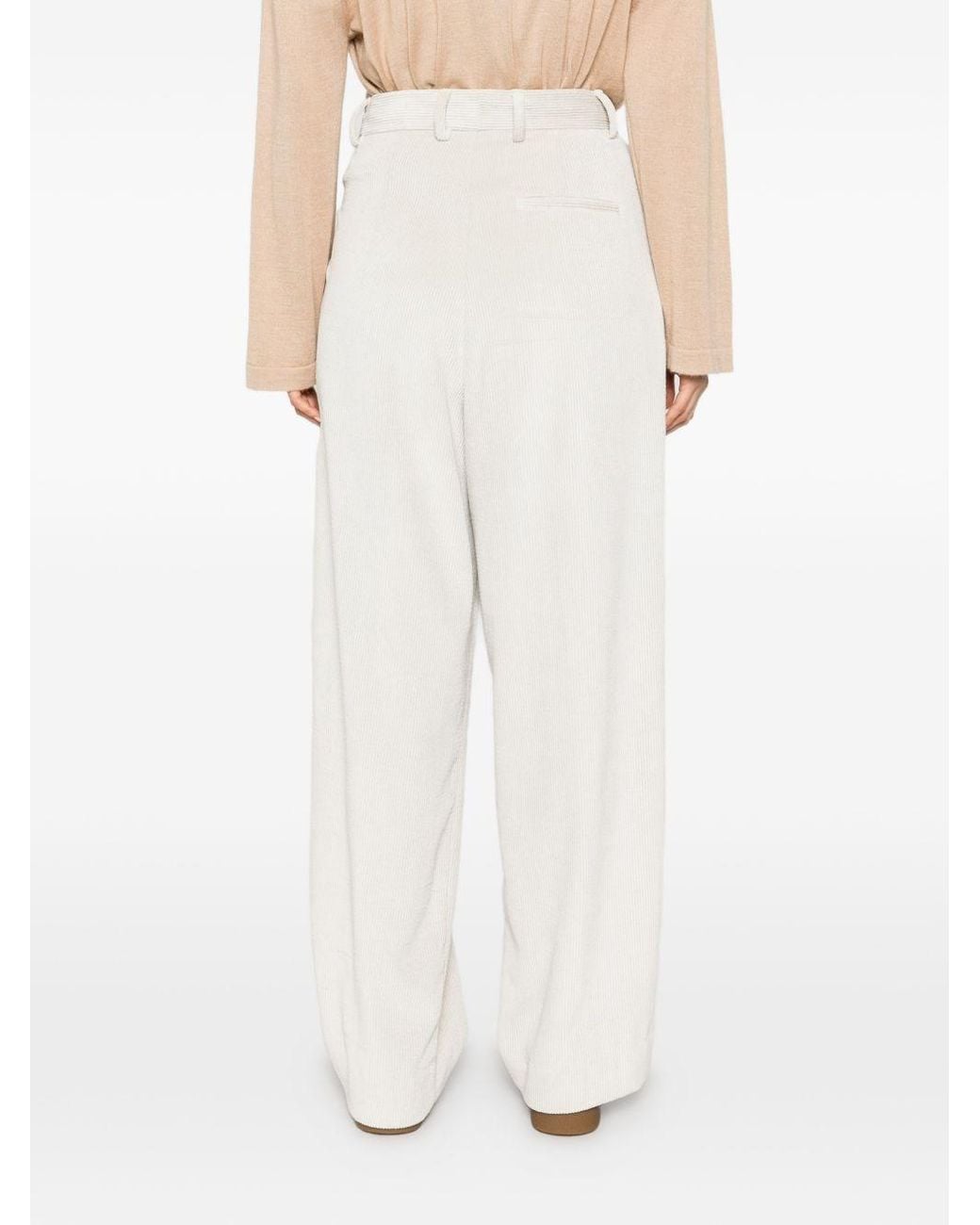 White Sand White Wide-Leg Trousers