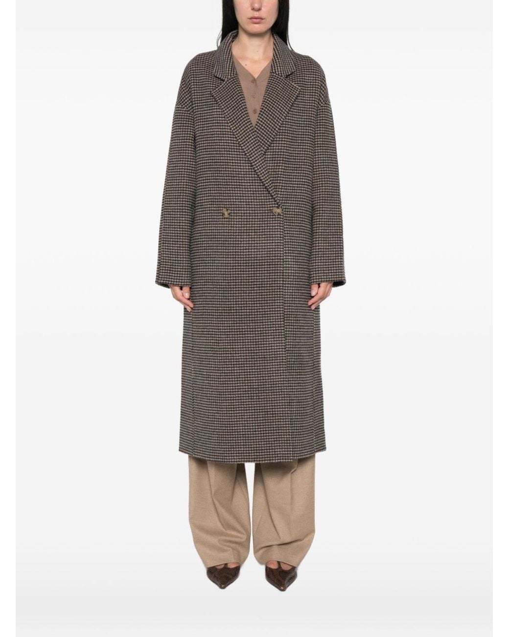 Soft Goat Gray Wool Double-Breasted Coat