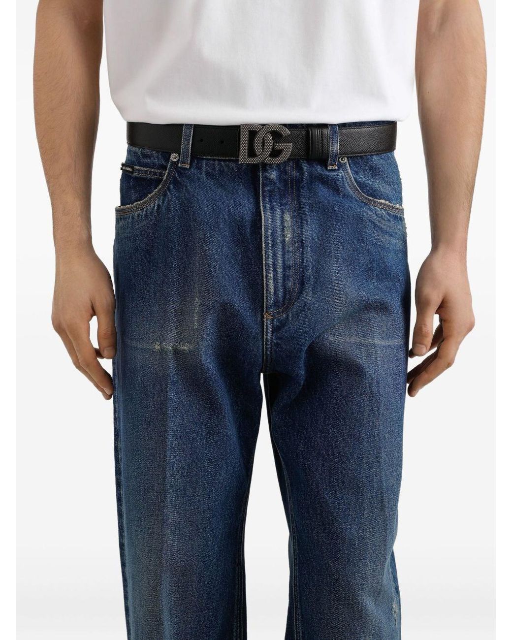 Dolce & Gabbana White Belt With Logo for men