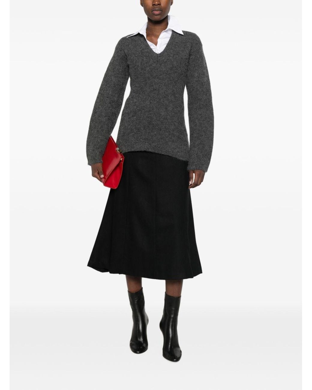 THE LATEST Black Erica Wool Blend Midi Dress