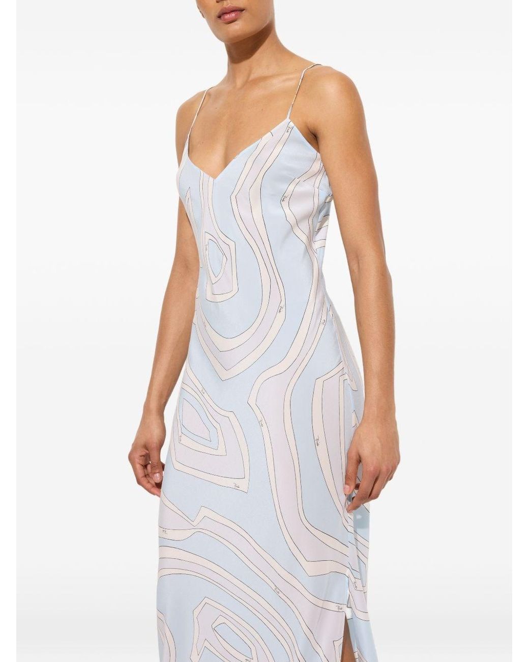 Emilio Pucci White Labirinto-Print Crêpe De Chine Dress