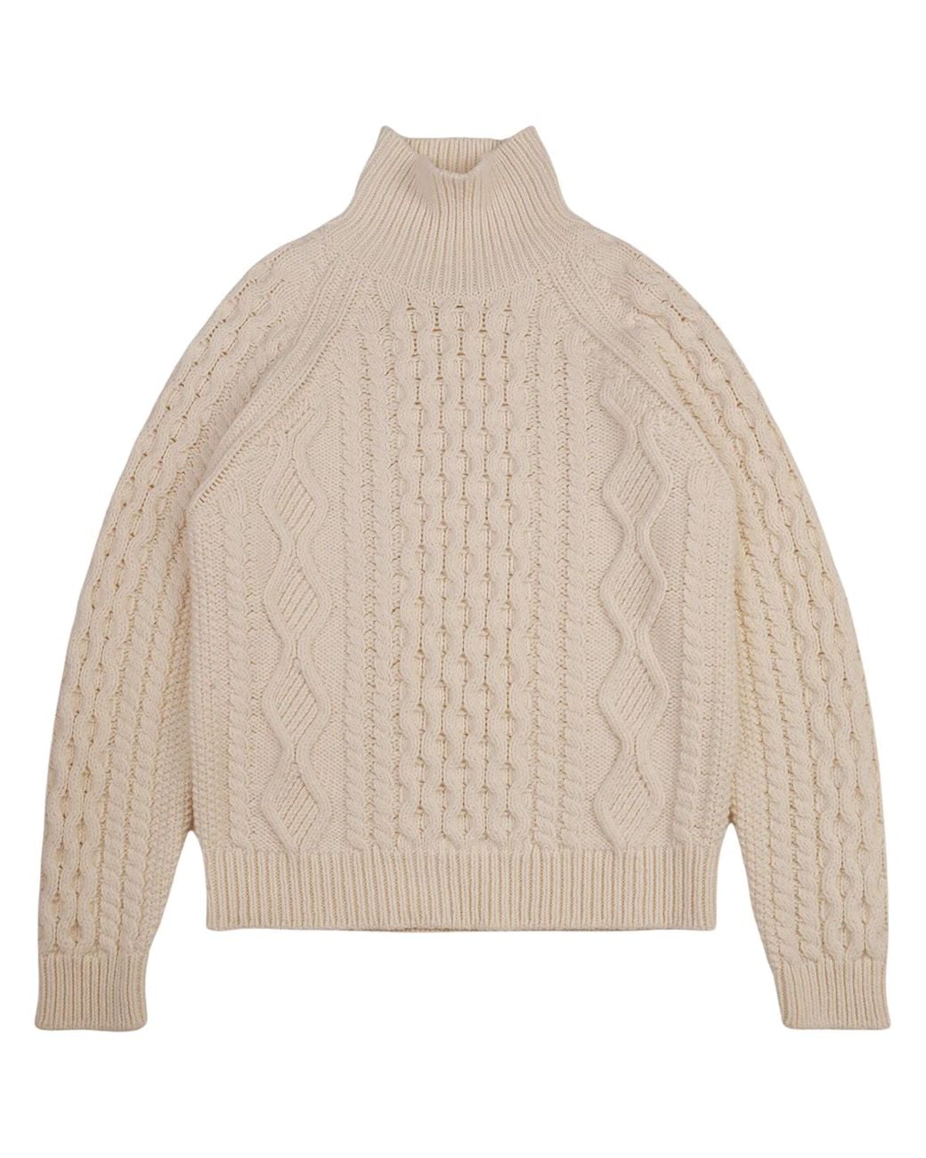 Baracuta Natural Aran Mock Neck Sweater By for men