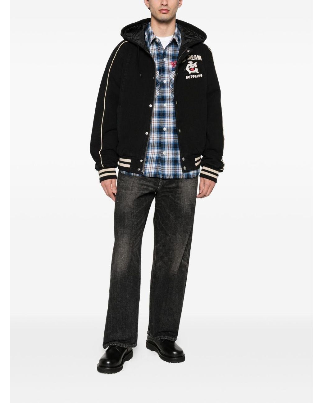 ICECREAM Black Cotton Hooded Bomber Jacket for men