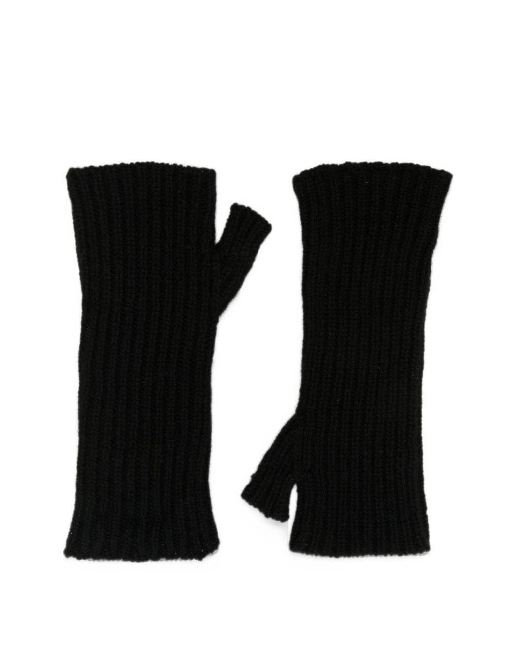 Mrz Black Wool And Cashmere Gloves