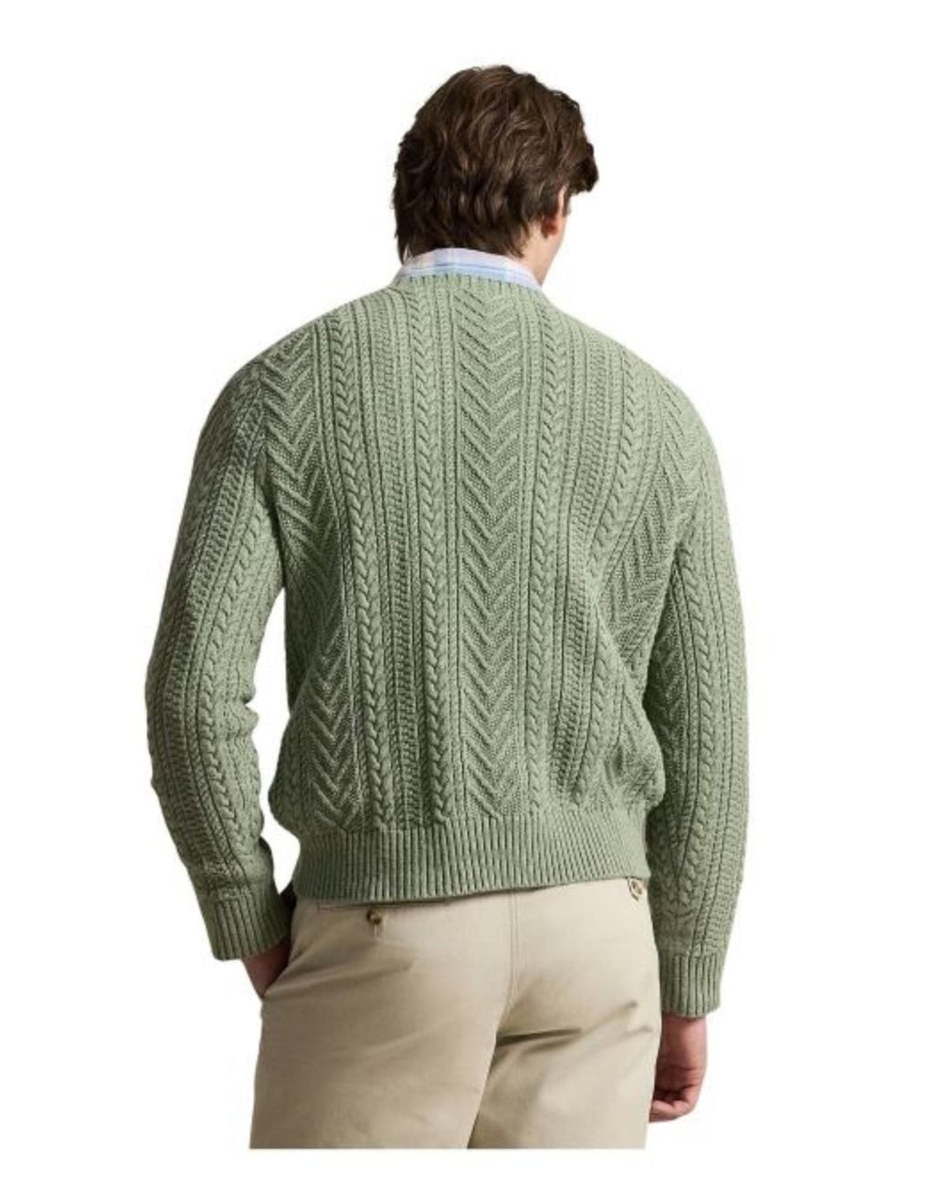 Polo Ralph Lauren Green Aran-Knit Cotton-Linen Jumper for men