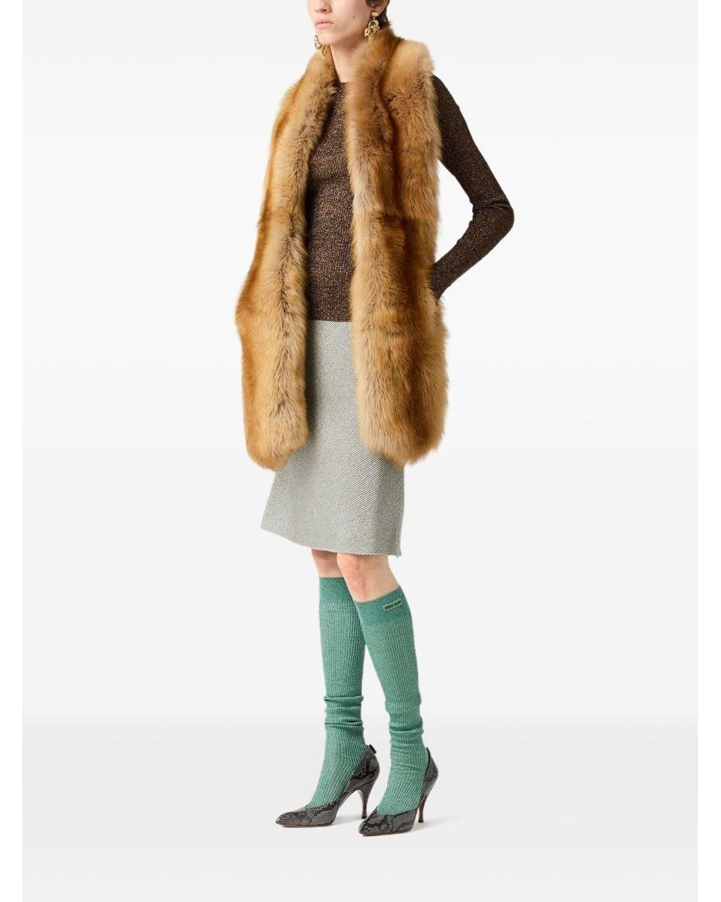 Miu Miu Brown Lurex Crewneck Sweater