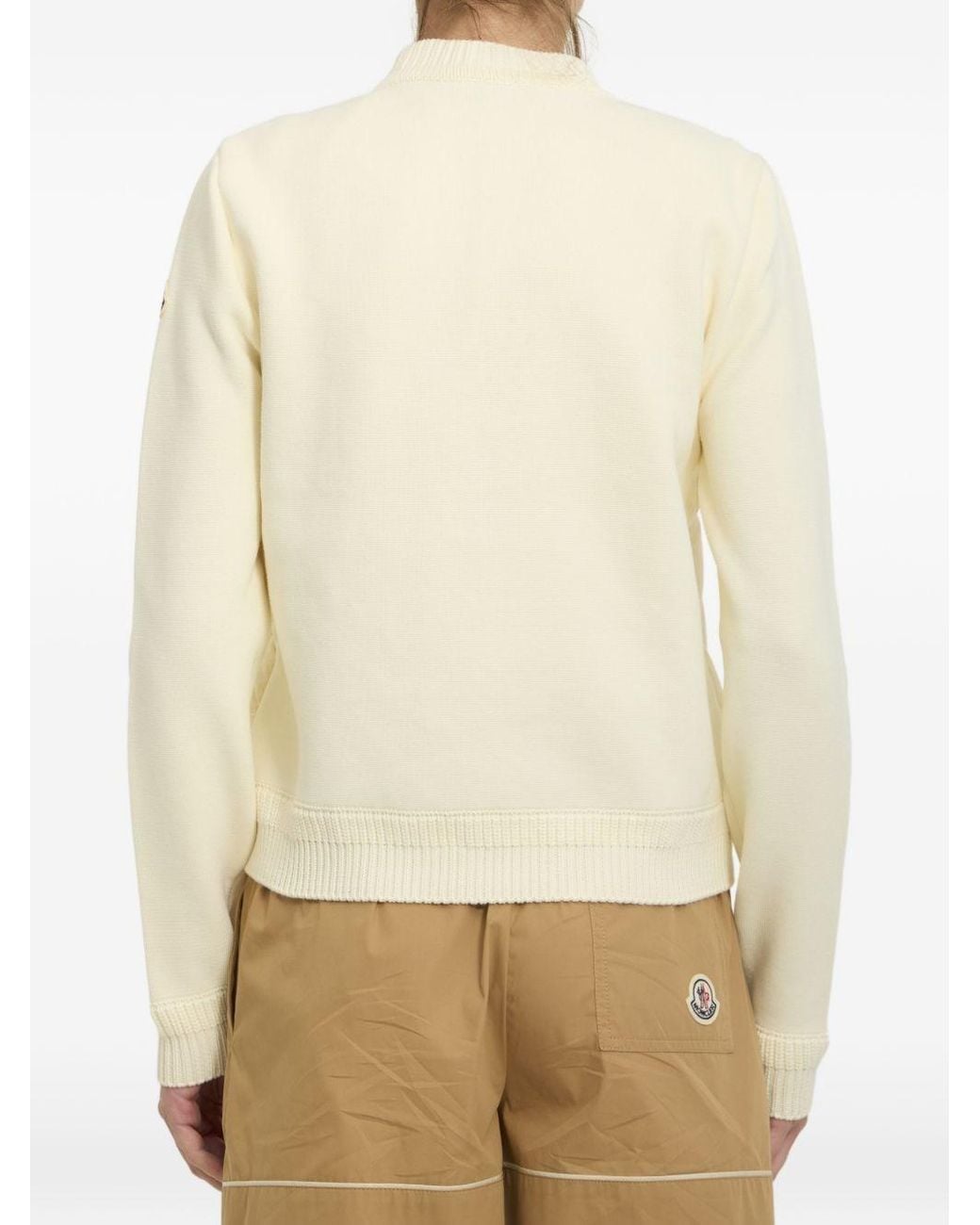 Moncler Natural Wool And Nylon Padded Cardigan