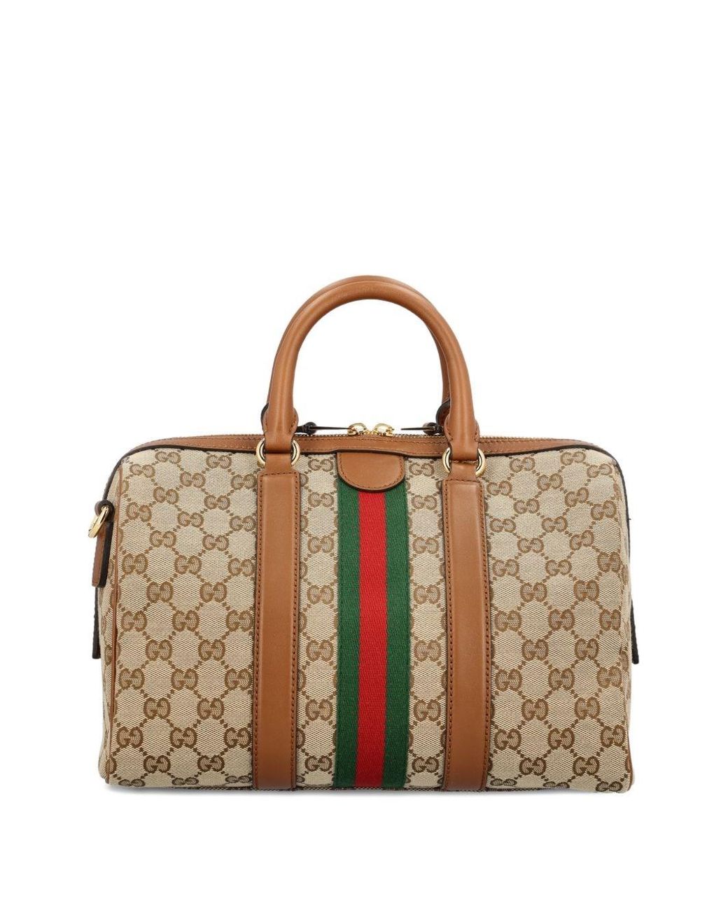 Gucci Brown Ophidia Gg Boston Bag