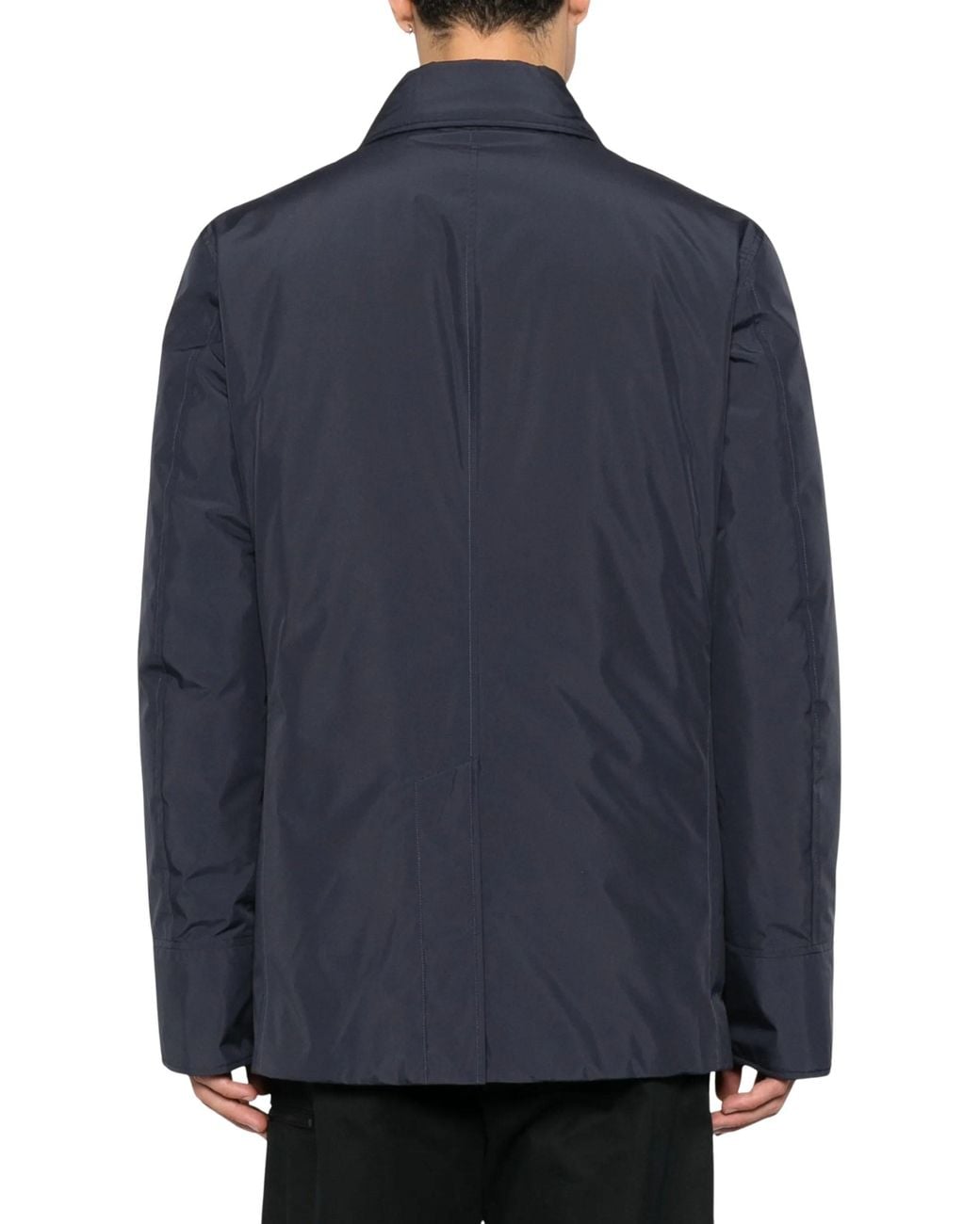 Add Blue Button-Up Logo-Patch Coat for men
