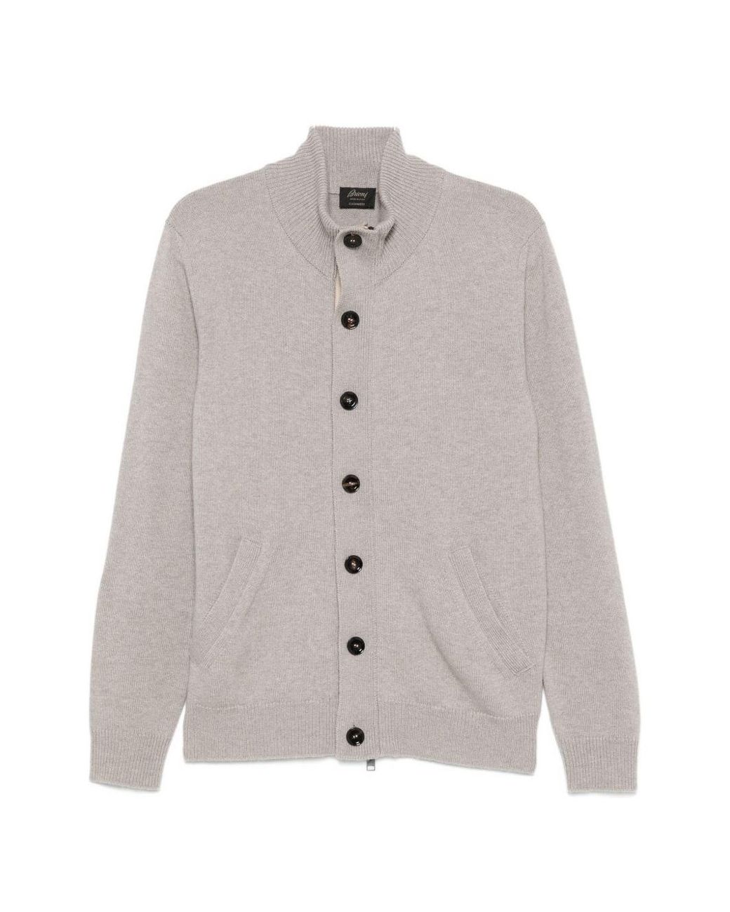 Brioni Gray Cashmere Cardigan for men