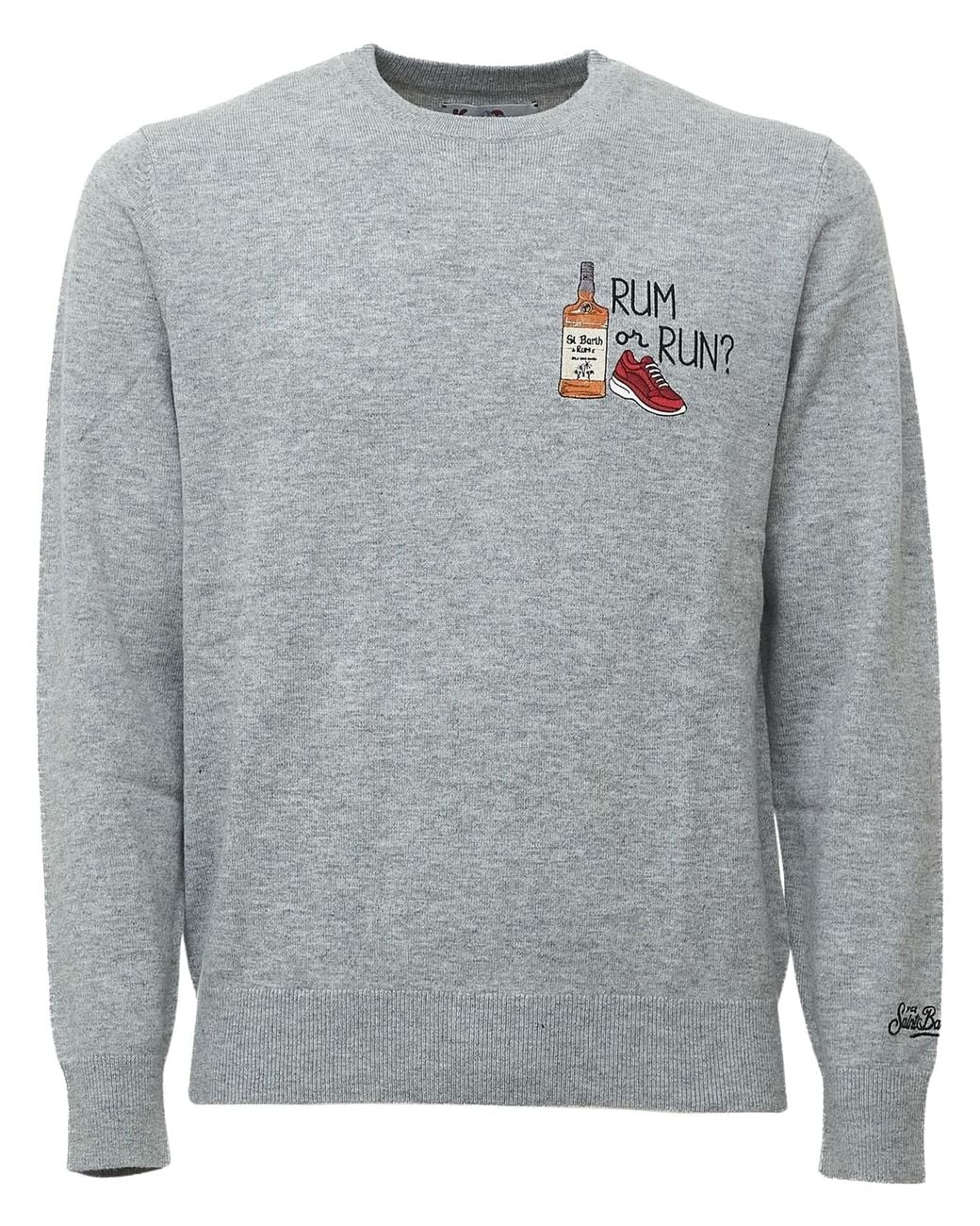 Mc2 Saint Barth Gray Heron Embroidered Sweater for men