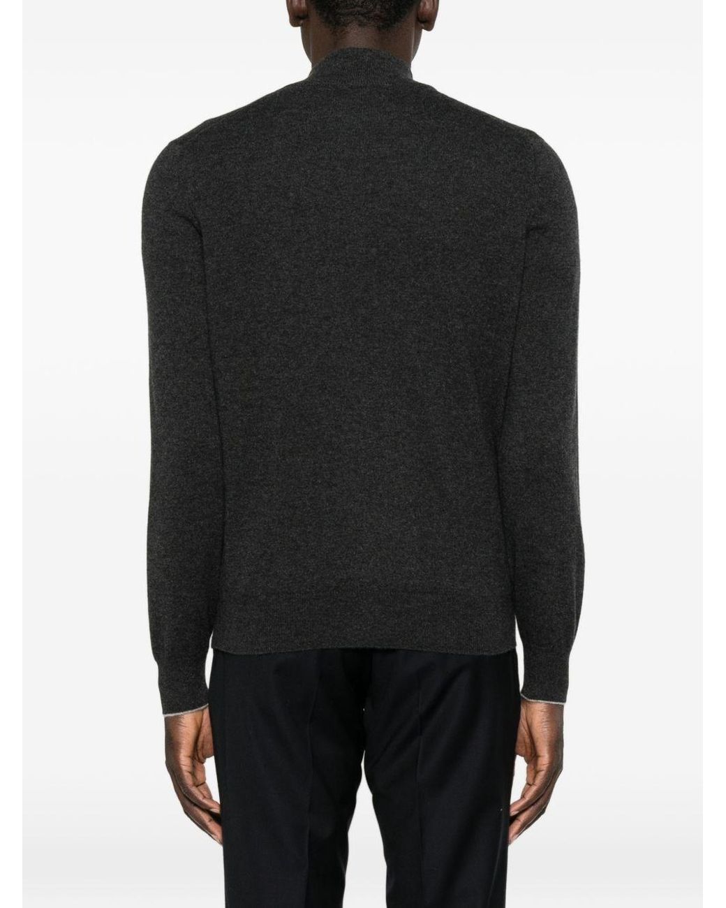 Brunello Cucinelli Black Cashmere Turtle-Neck Sweater for men