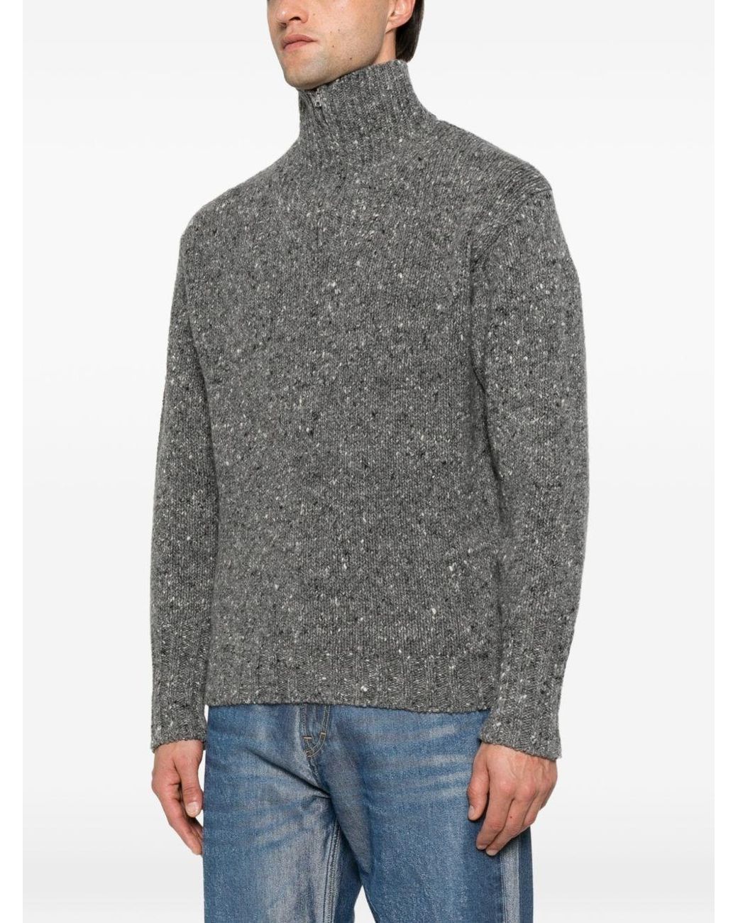 Auralee Gray Wool Turtle-Neck Jumper for men