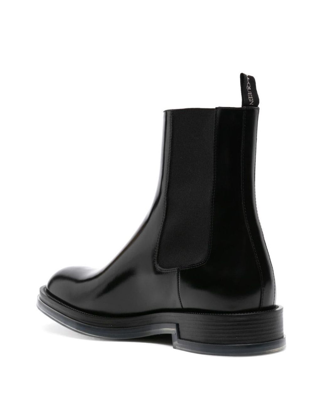 McQueen Black Calf Leather Chelsea Float Boots for men