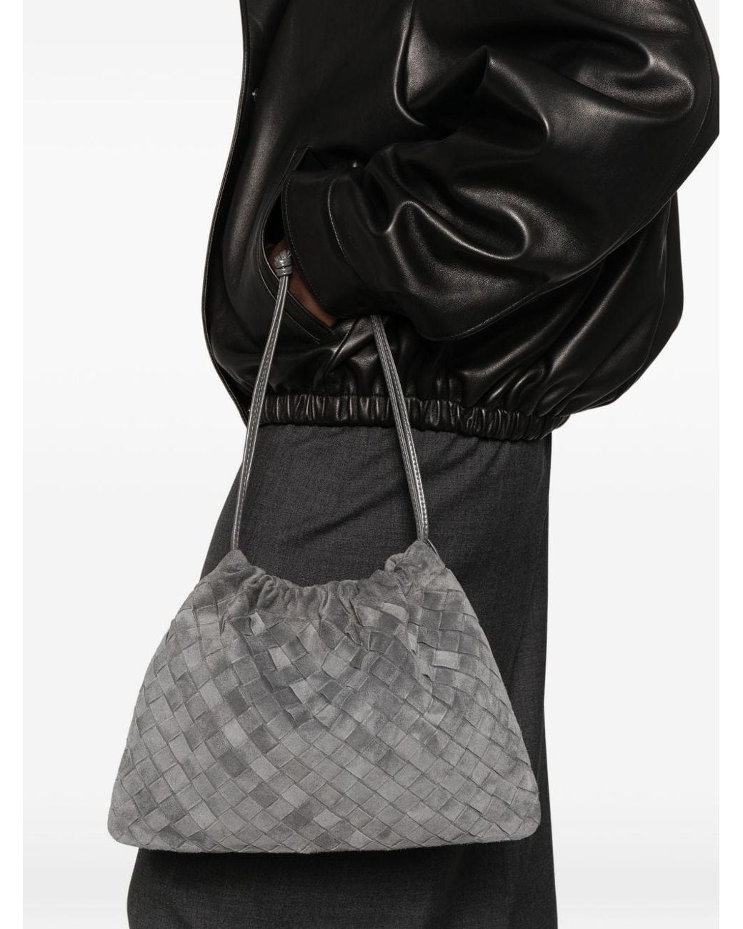 Bottega Veneta Gray Dustbag Medium Leather Pouch