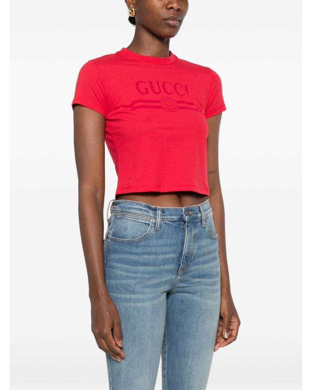 Gucci Red Logo Cotton T-Shirt