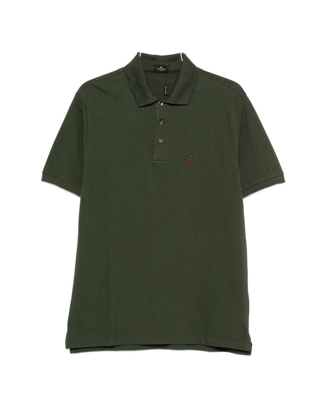 Etro Green Logo Cotton Polo Shirt for men