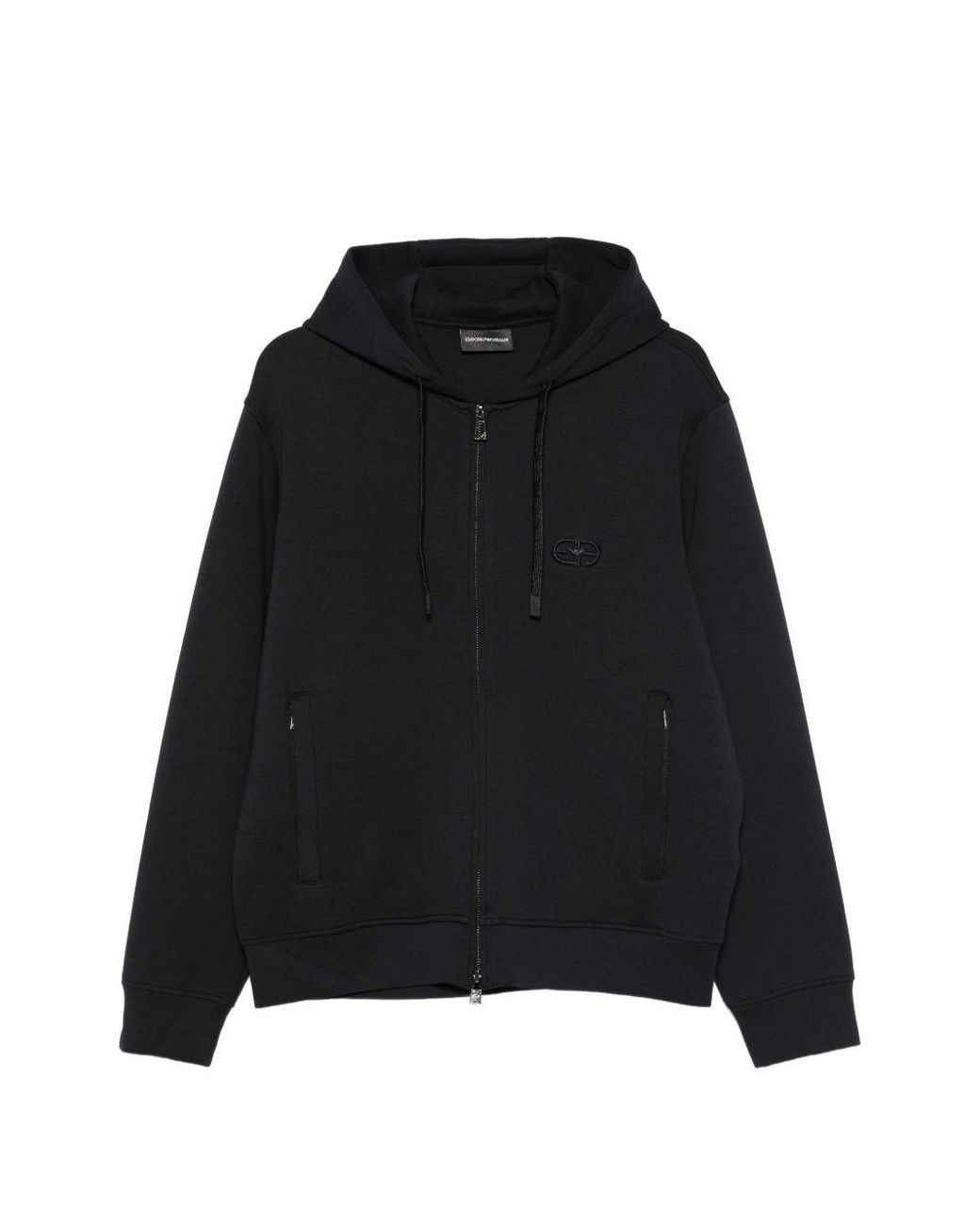 Emporio Armani Black Logo Cotton Hoodie for men
