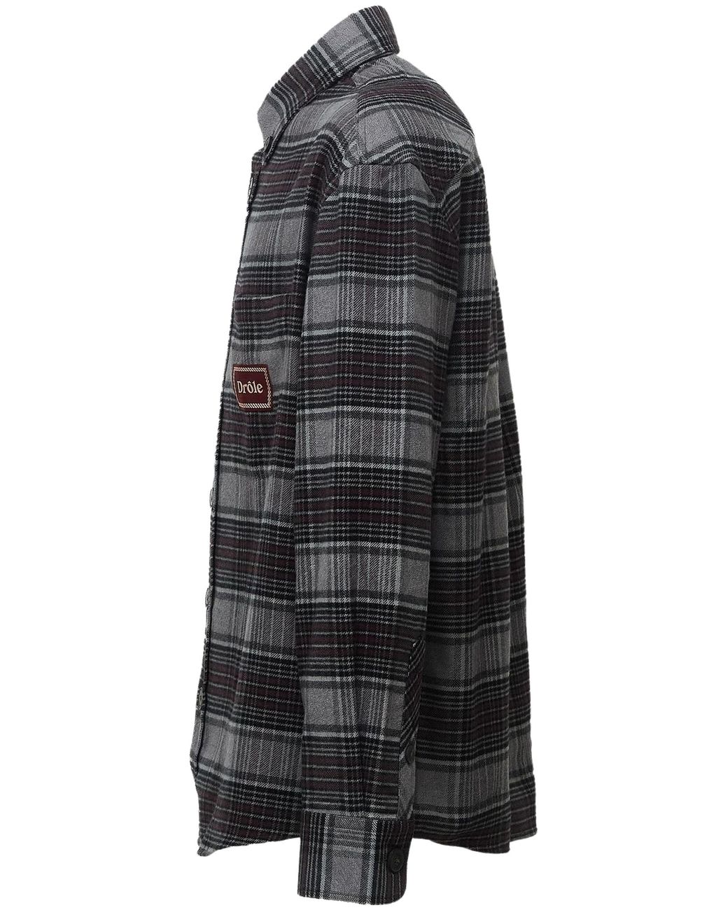 Drole de Monsieur Black Boxy Checked Shirt for men