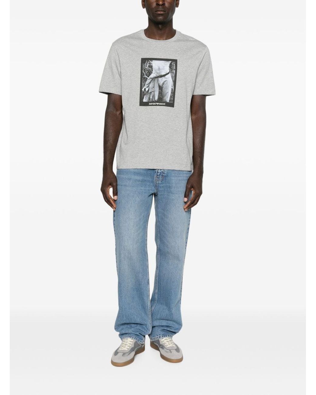 Emporio Armani Gray Printed Cotton T-Shirt for men