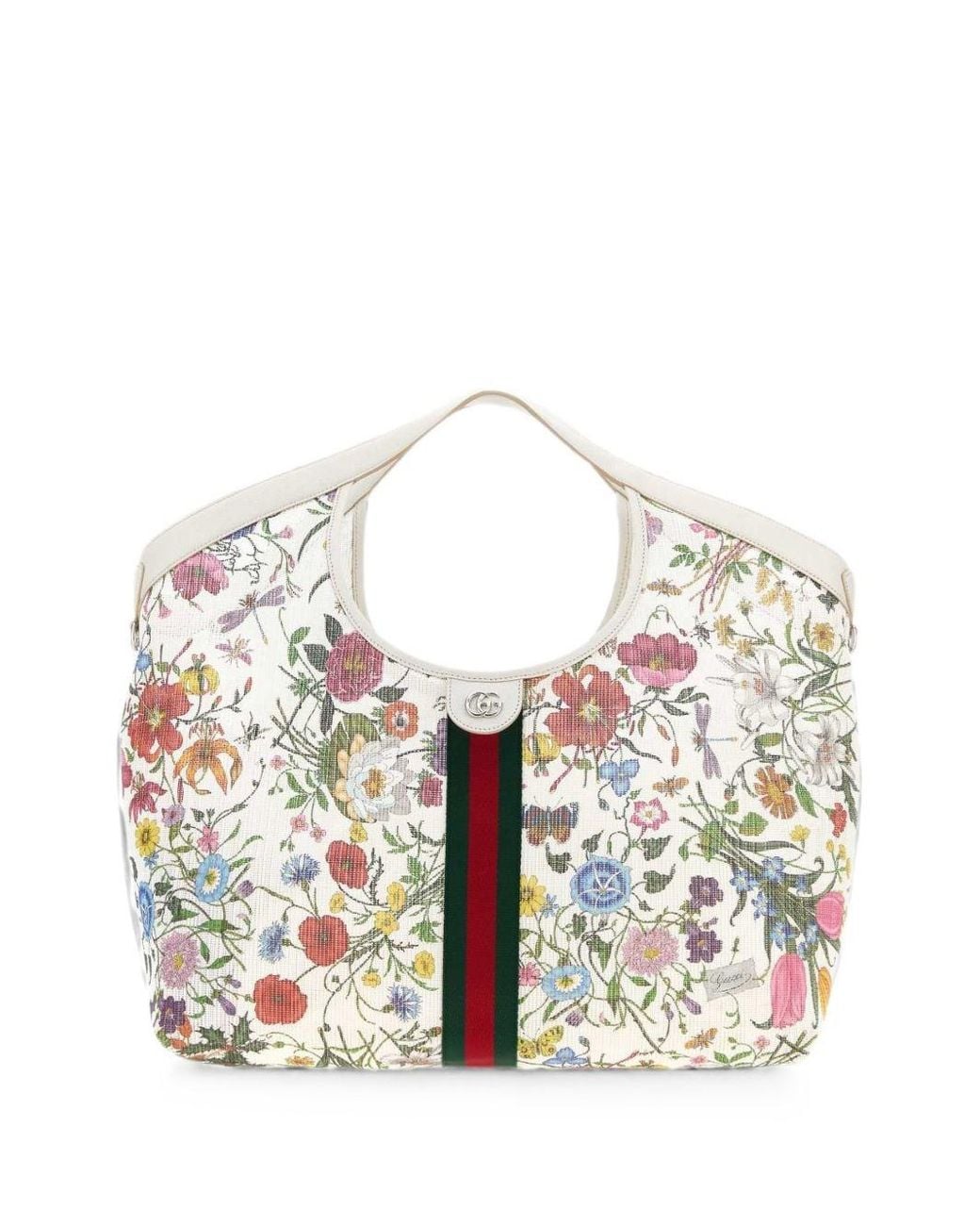 Gucci White Giglio Flora Print Large Tote
