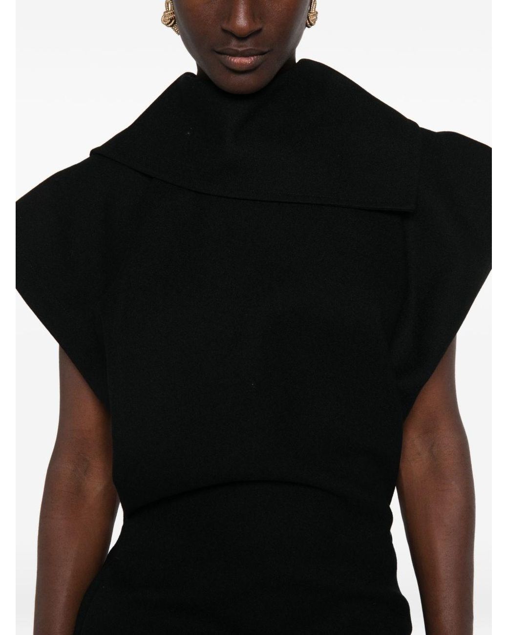 Issey Miyake Black Wool Midi Dress