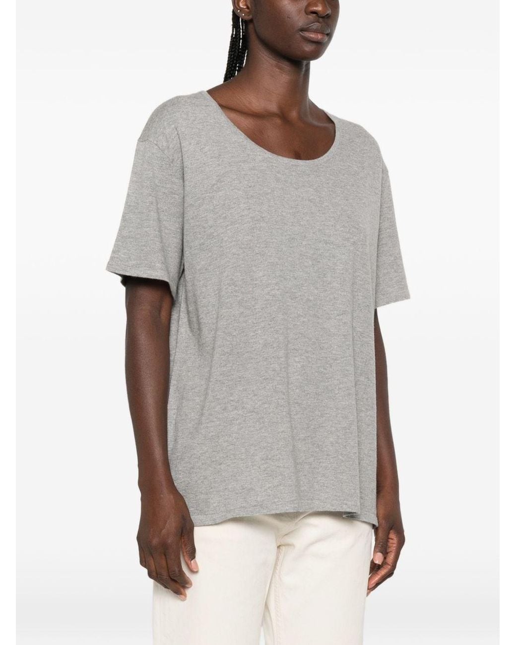 The Row Gray Pirro Cotton And Cashmere Top