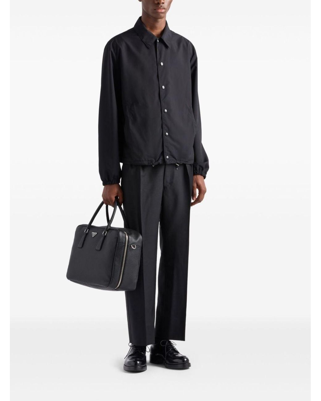 Prada Blue Wool Caban Coat for men