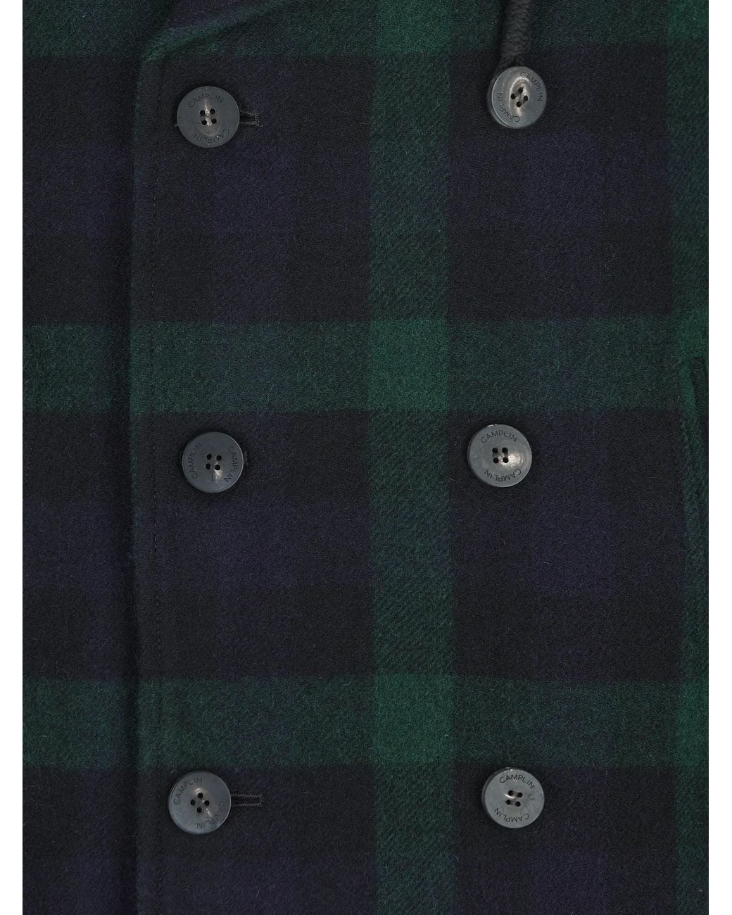 Camplin Black Check Double-Breasted Peacoat for men
