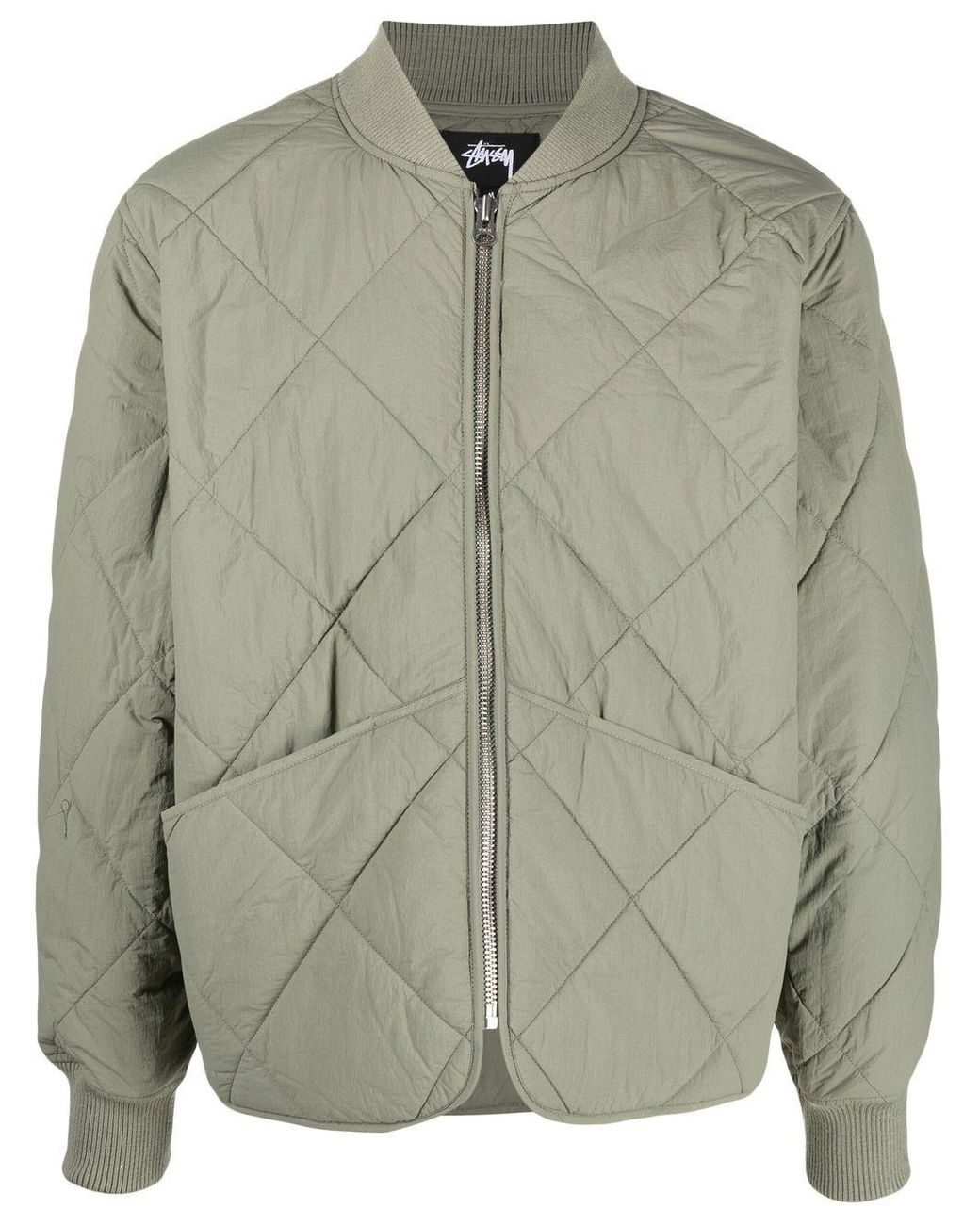 Stussy Dice-patch Quilted Bomber Jacket in Green for Men | Lyst