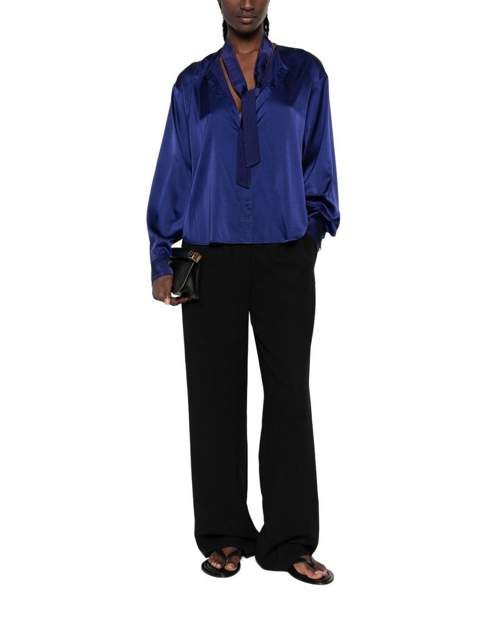 Forte_forte Blue Silk Bow-Tie Shirt
