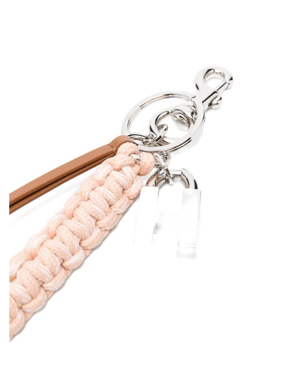 Hogan White Leather Keyring