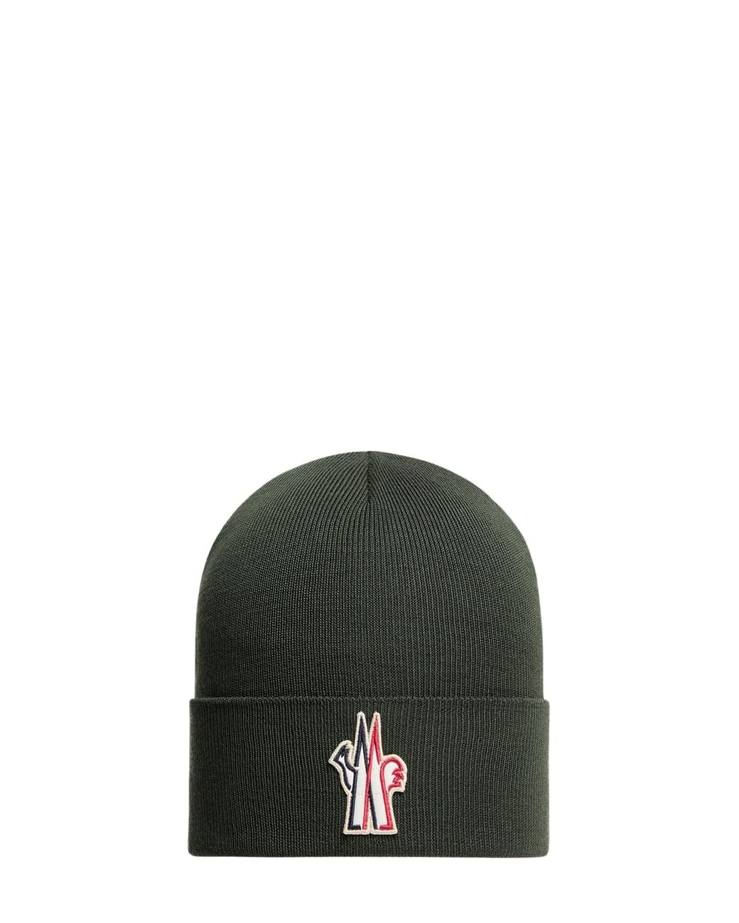 Moncler Green Logo Wool Beanie for men