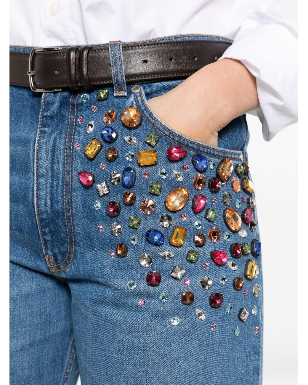 Stella McCartney Blue Crystal Embellished Denim Jeans